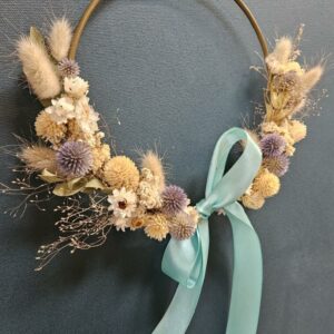 Couronne de fleurs séchées création unique fait main Fleurs de France éco-fleuriste